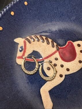 Vintage 14k gold Wheat Hoop Earrings